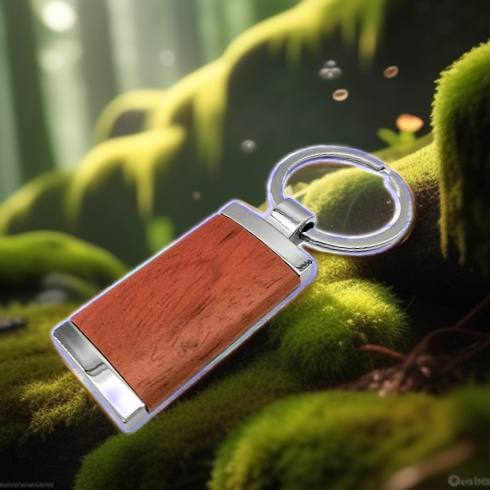 Брелок металлический Портофино, изысканный аксессуар, сочетающий в себе металлические и деревянные элементы, в подарочной упаковке, коричневый цвет